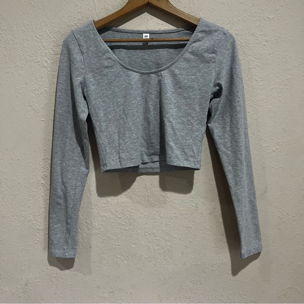 BP Scoop Neck Long Sleeve Cropped Top